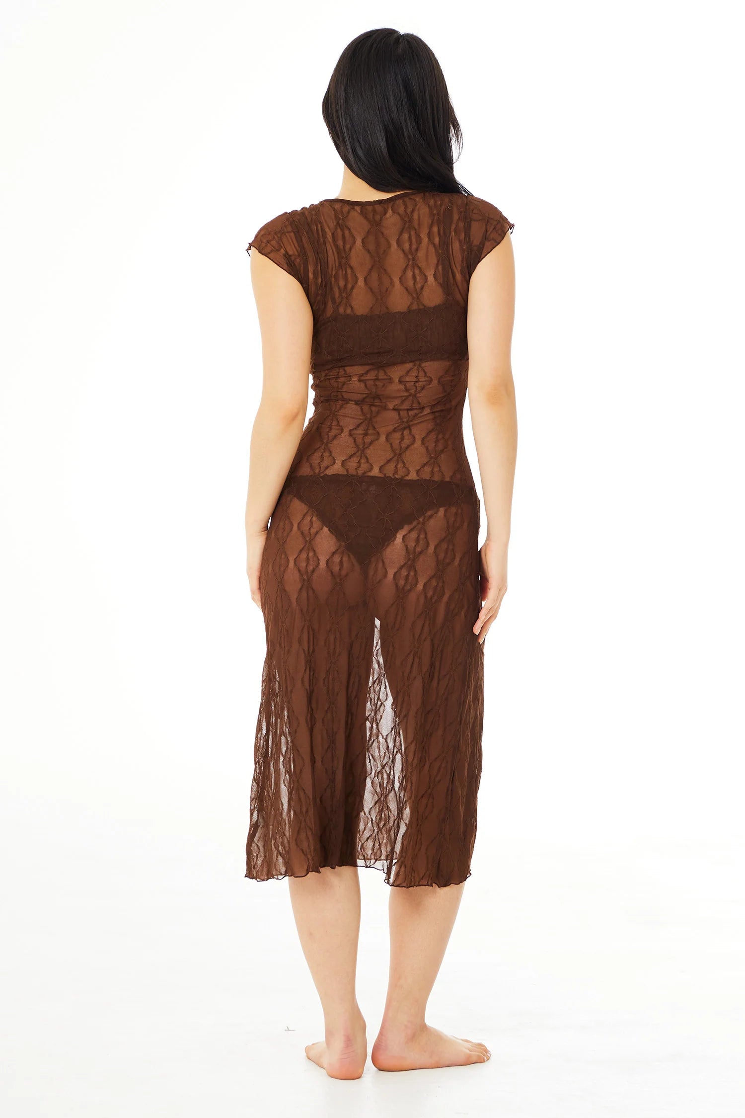 Mariposa Lace Midi Dress Brown