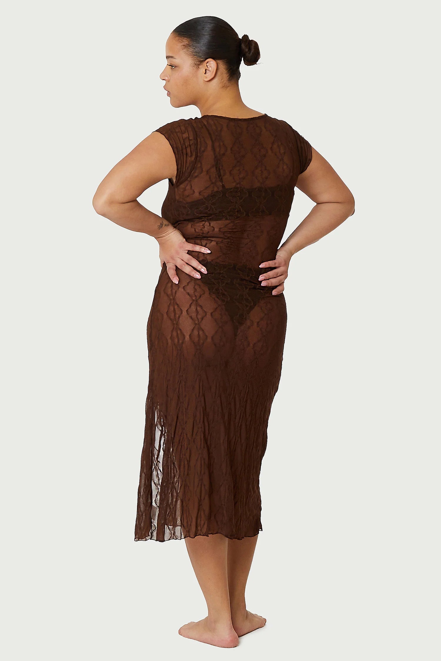 Mariposa Lace Midi Dress Brown