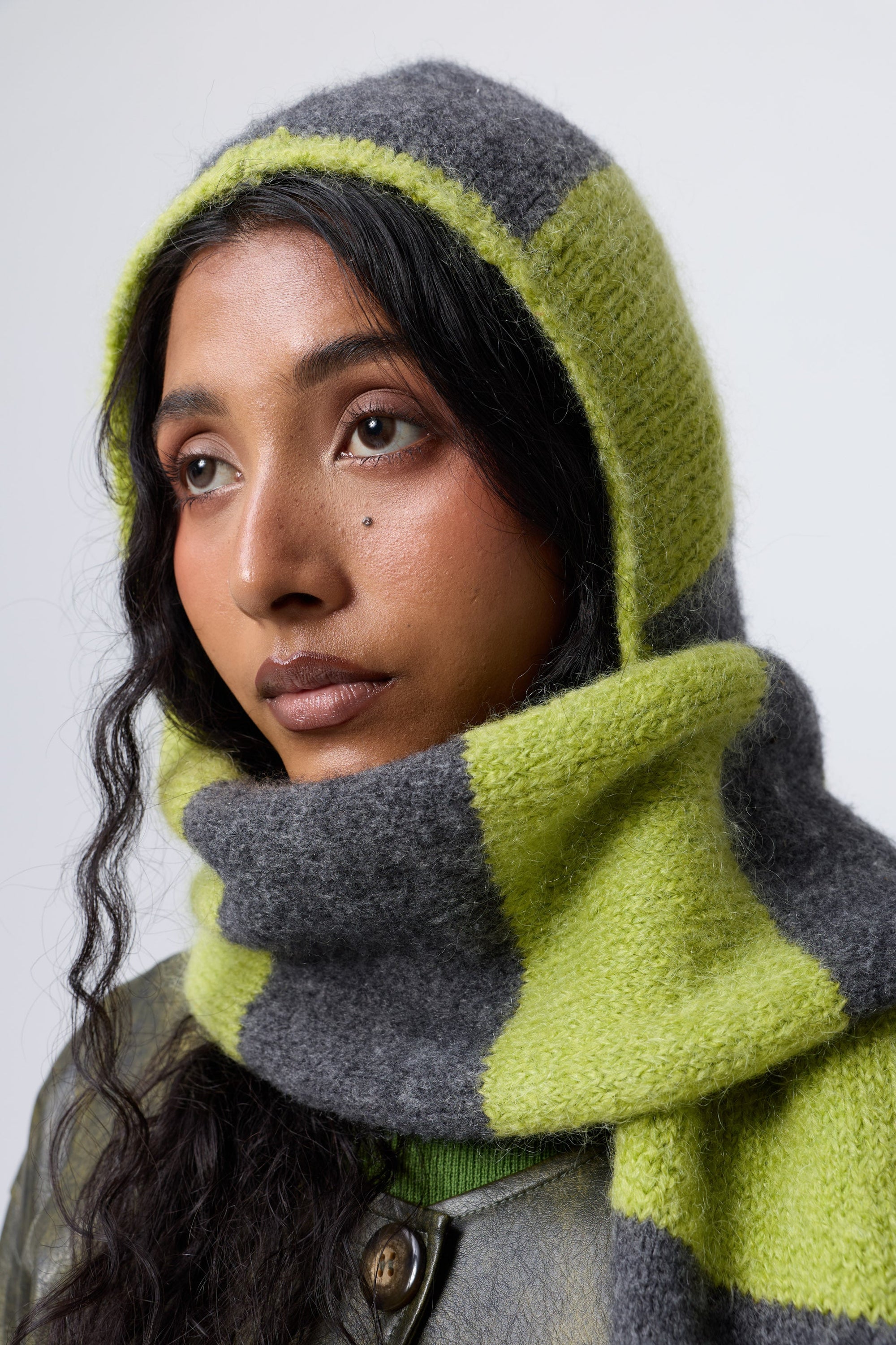 Balaclava Scarf in Acid/Grey
