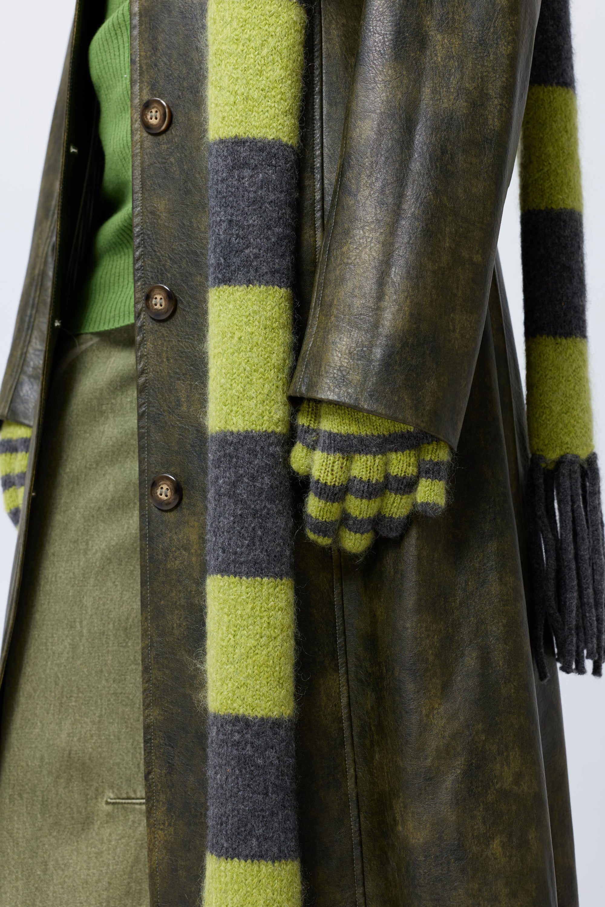 Mini Stripe Mittens in Acid/Grey