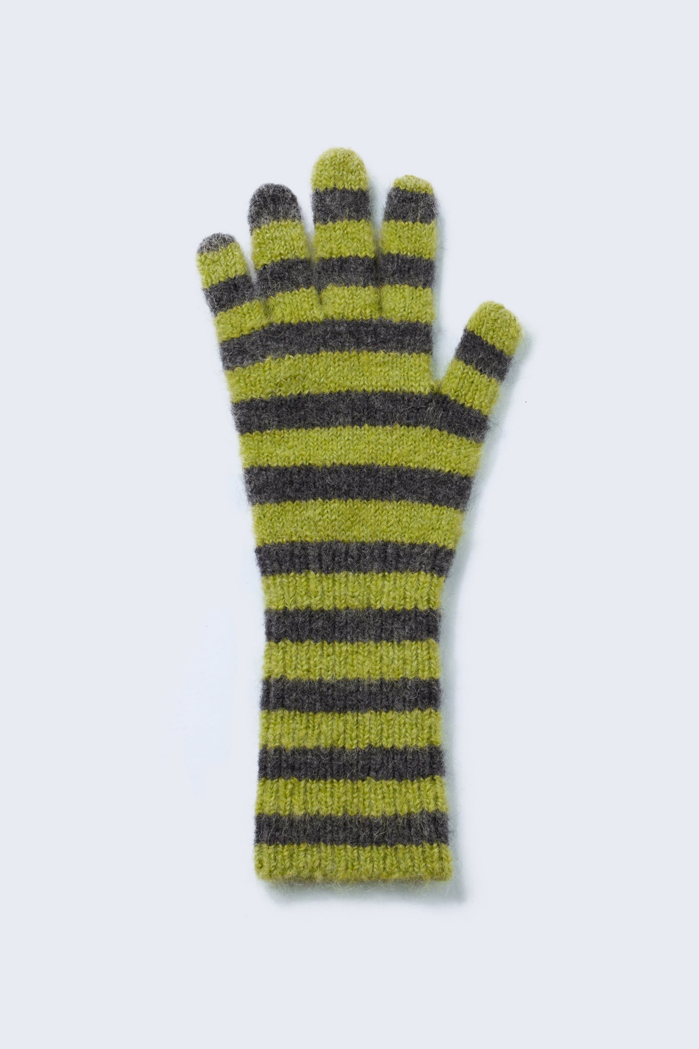 Mini Stripe Mittens in Acid/Grey