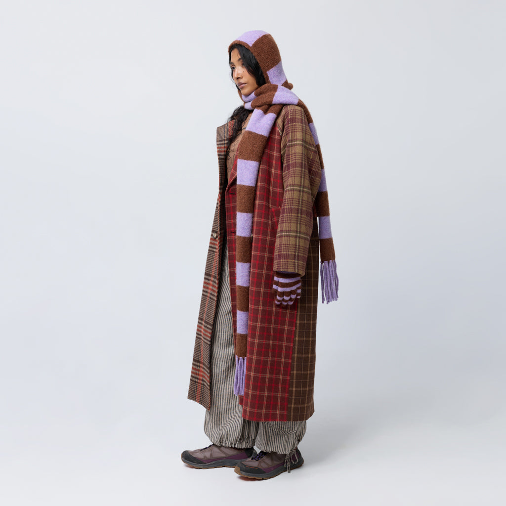 Mini Stripe Mittens in Bruise/Brown