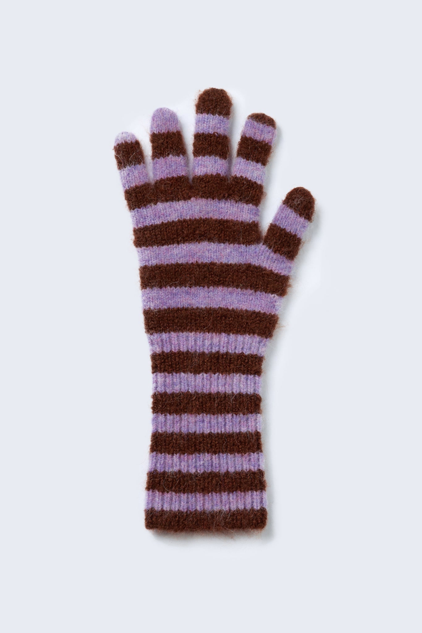 Mini Stripe Mittens in Bruise/Brown