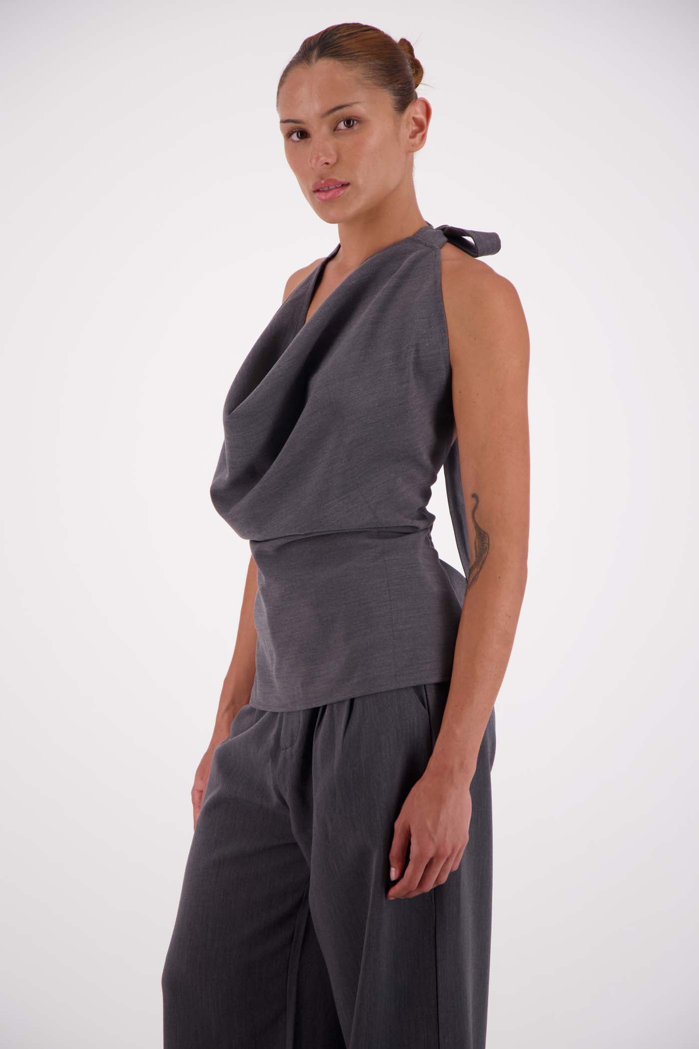 Melissa Tie Top Steel Grey