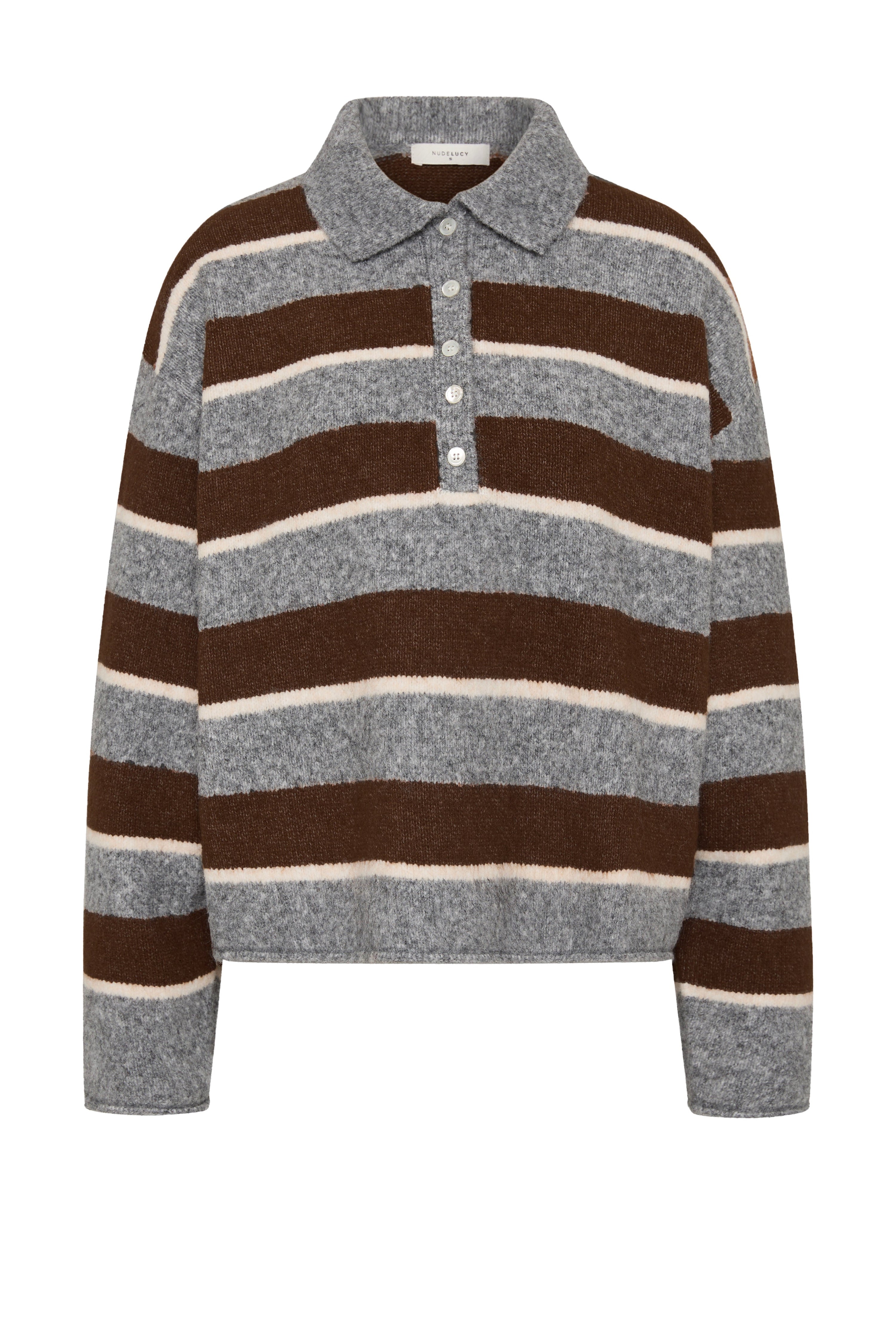 Maia Rugby Knit Charcoal Stripe