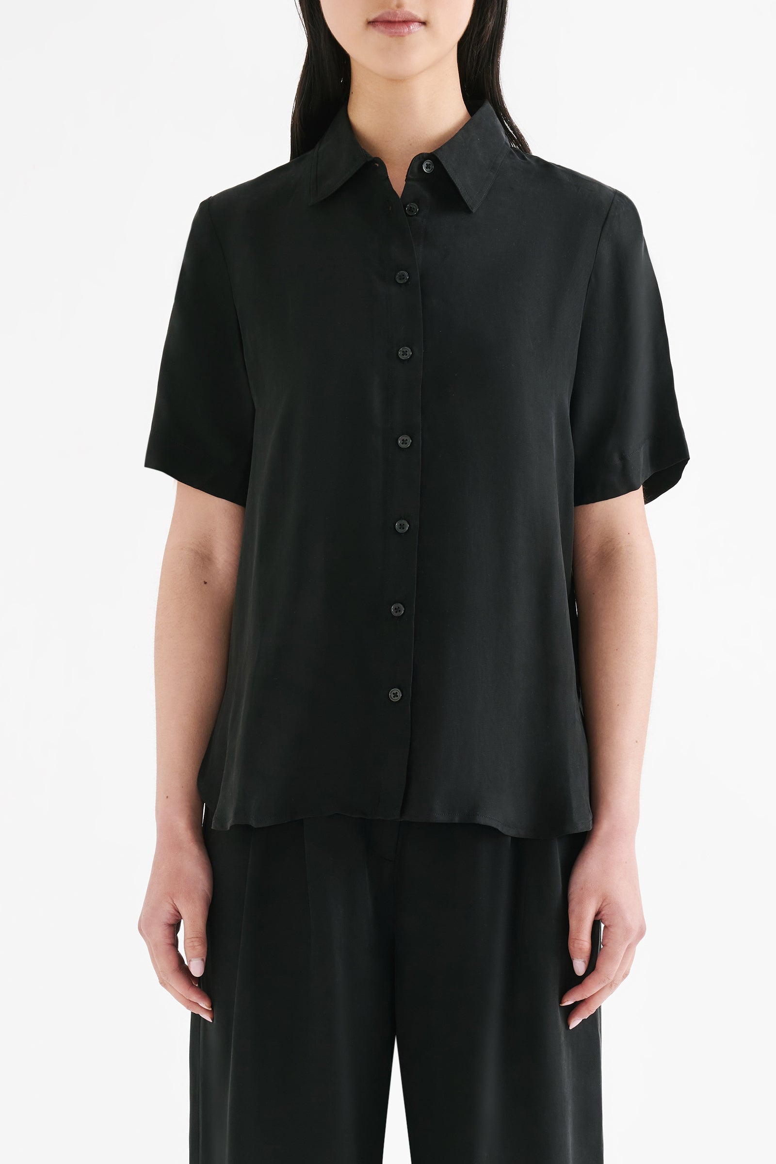 Lea Cupro Shirt Black