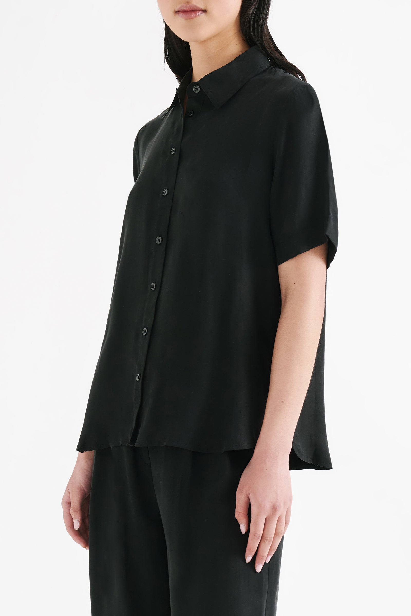 Lea Cupro Shirt Black