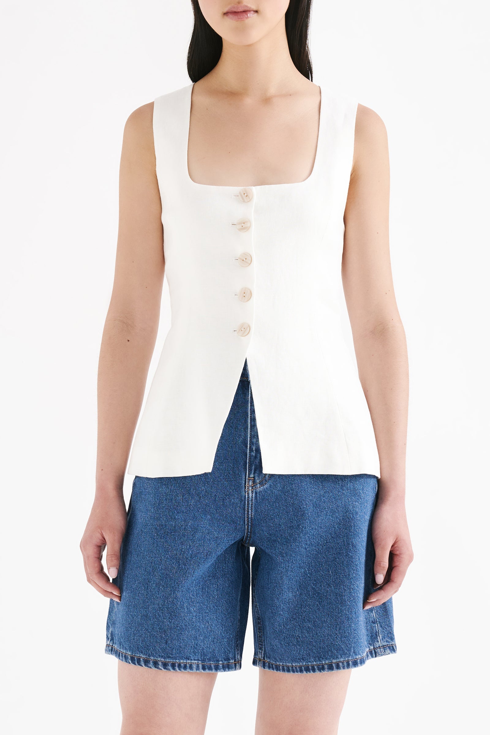 Clio Linen Vest White