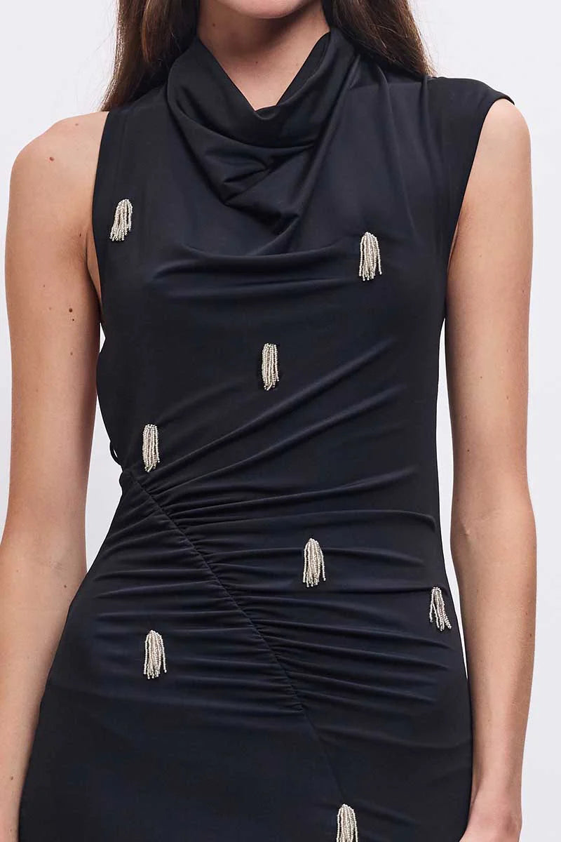 Phoebe Embellished Mini Dress Black