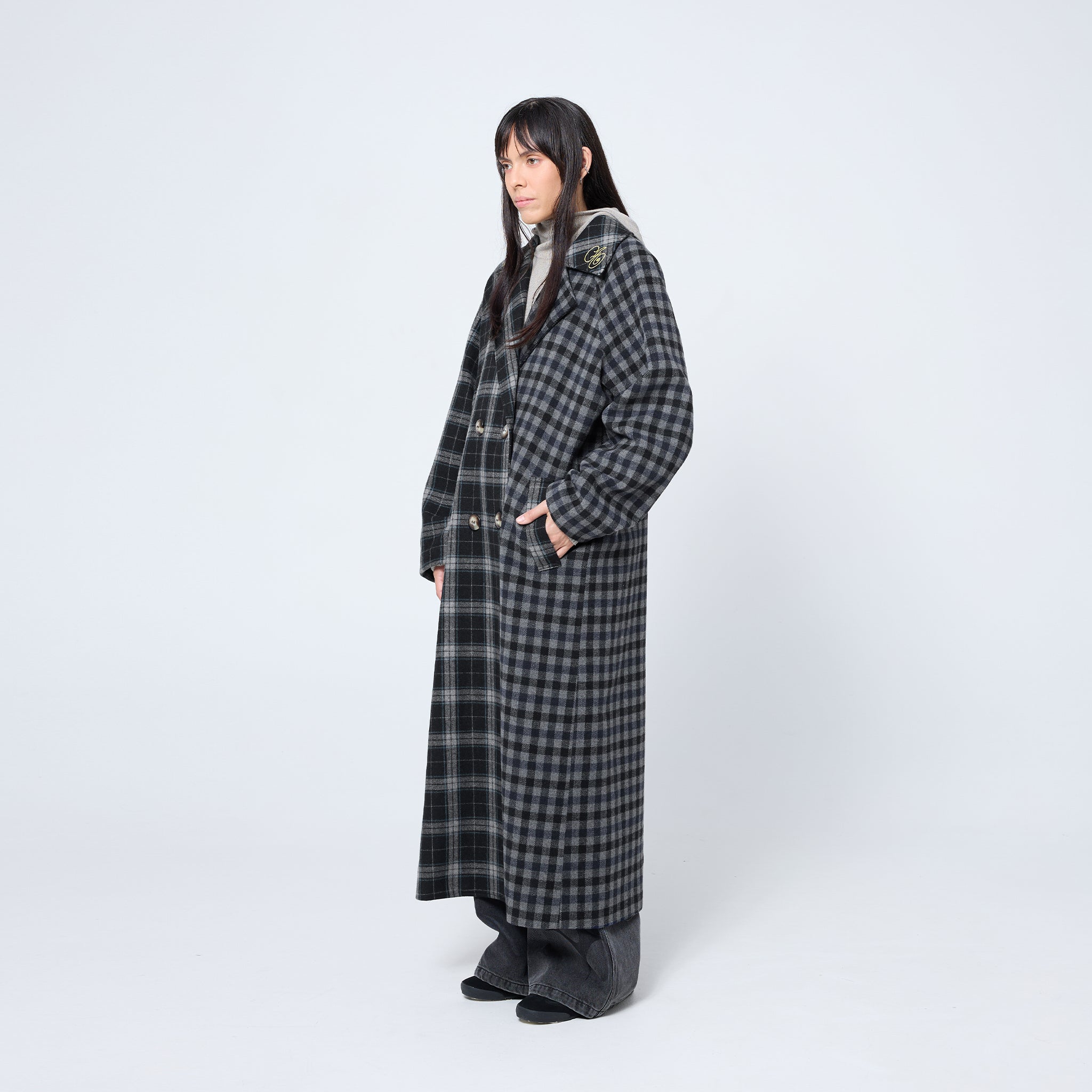 Double Breasted Blanket Coat in Asphalt