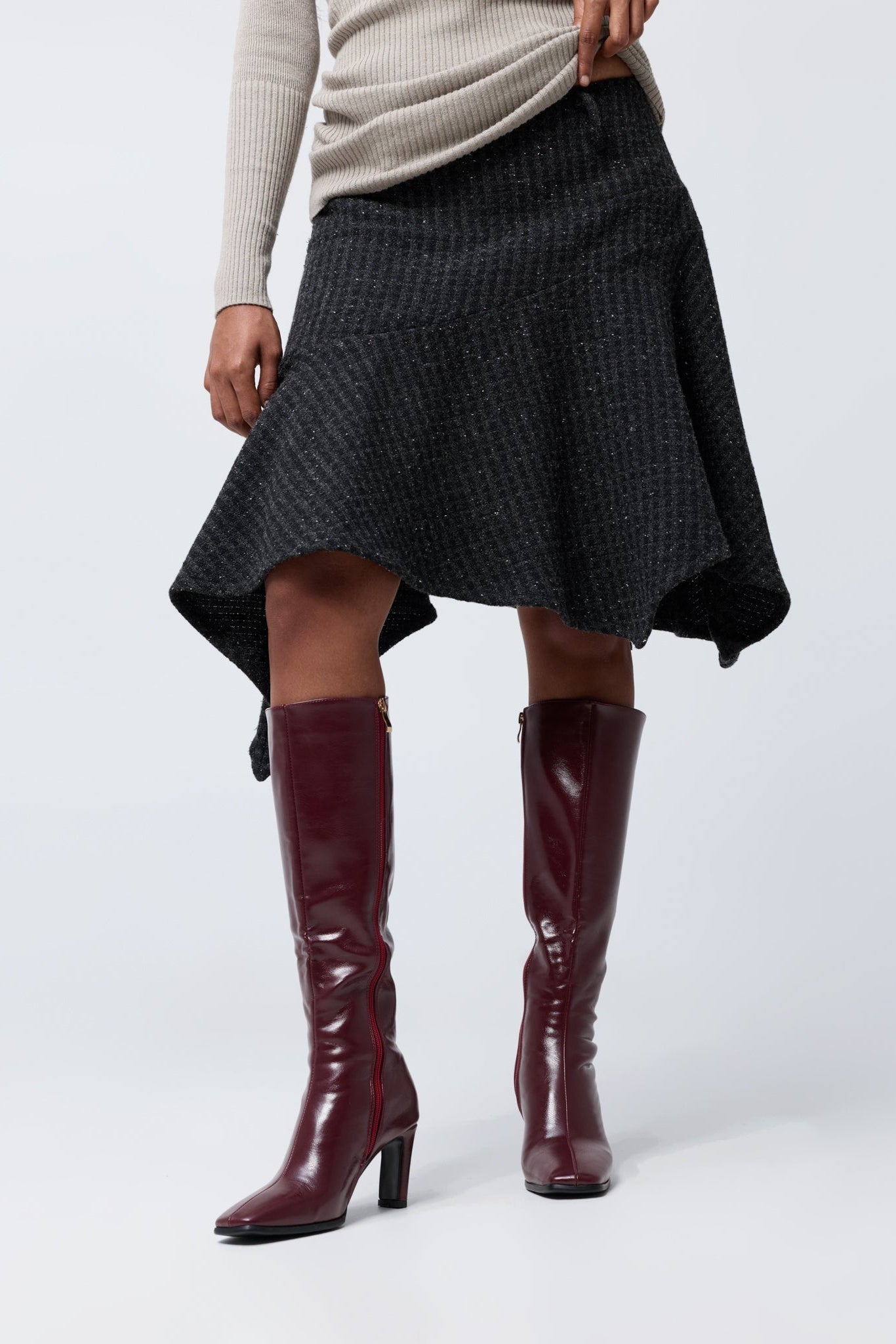 Wide Waist Fairy Skirt in Graphite Check