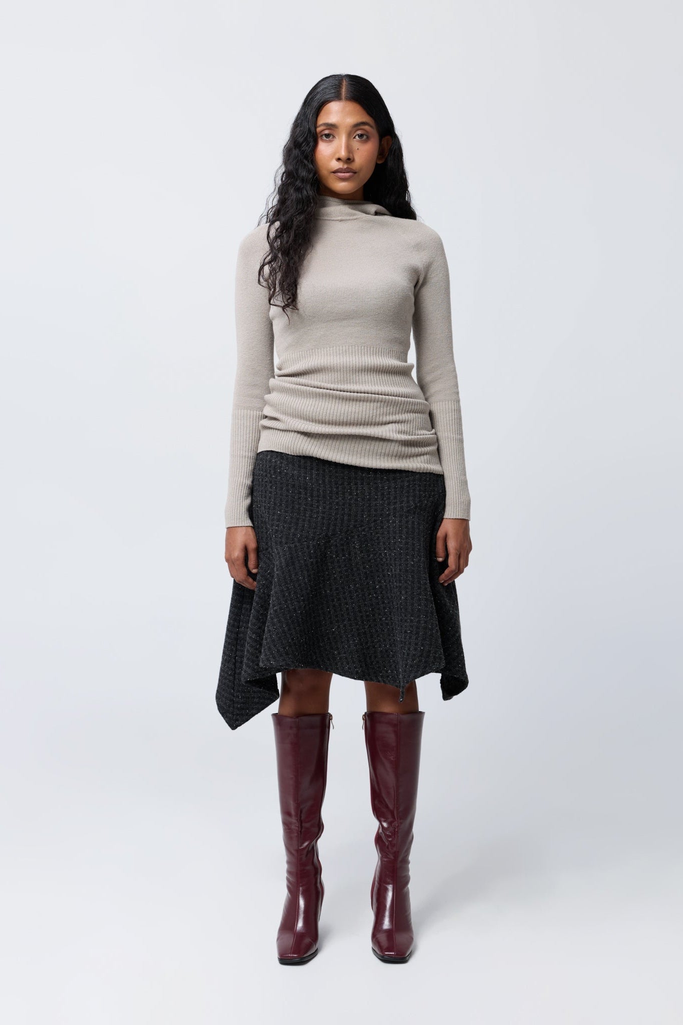 Wide Waist Fairy Skirt in Graphite Check