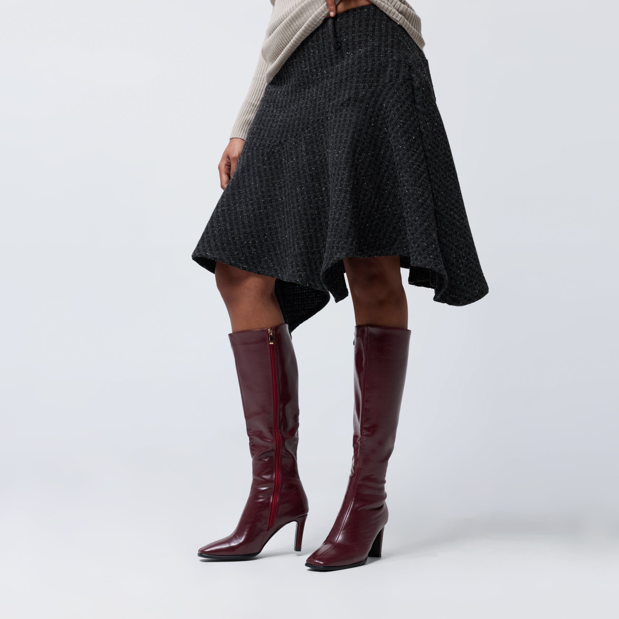 Wide Waist Fairy Skirt in Graphite Check