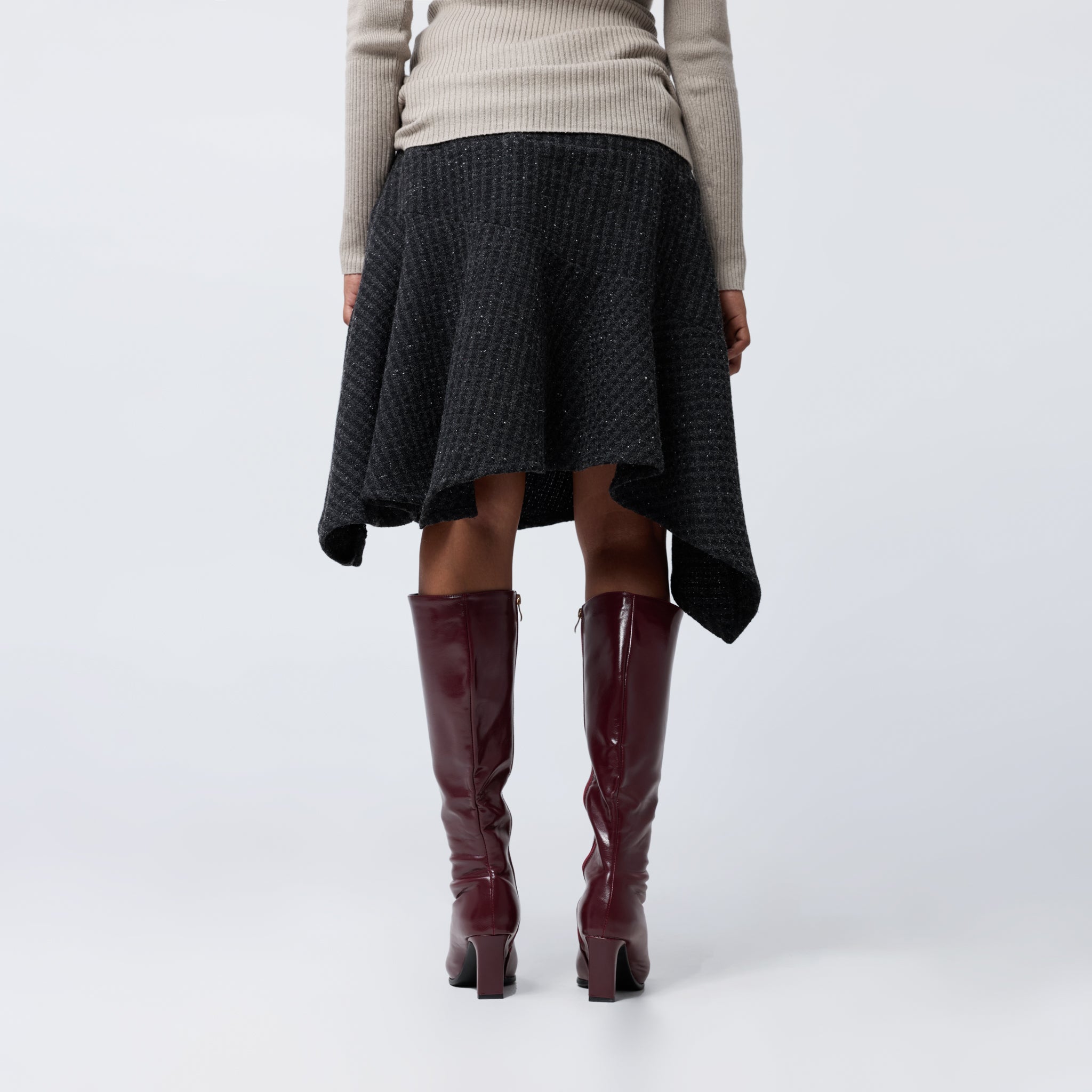 Wide Waist Fairy Skirt in Graphite Check