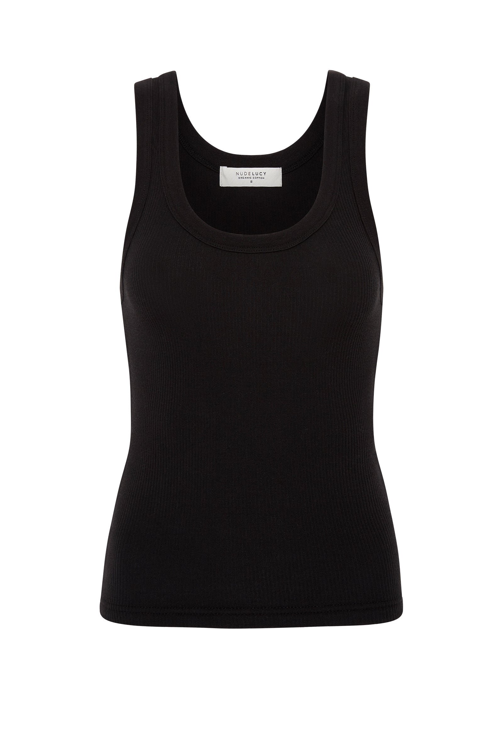 Organic Rib Singlet Black