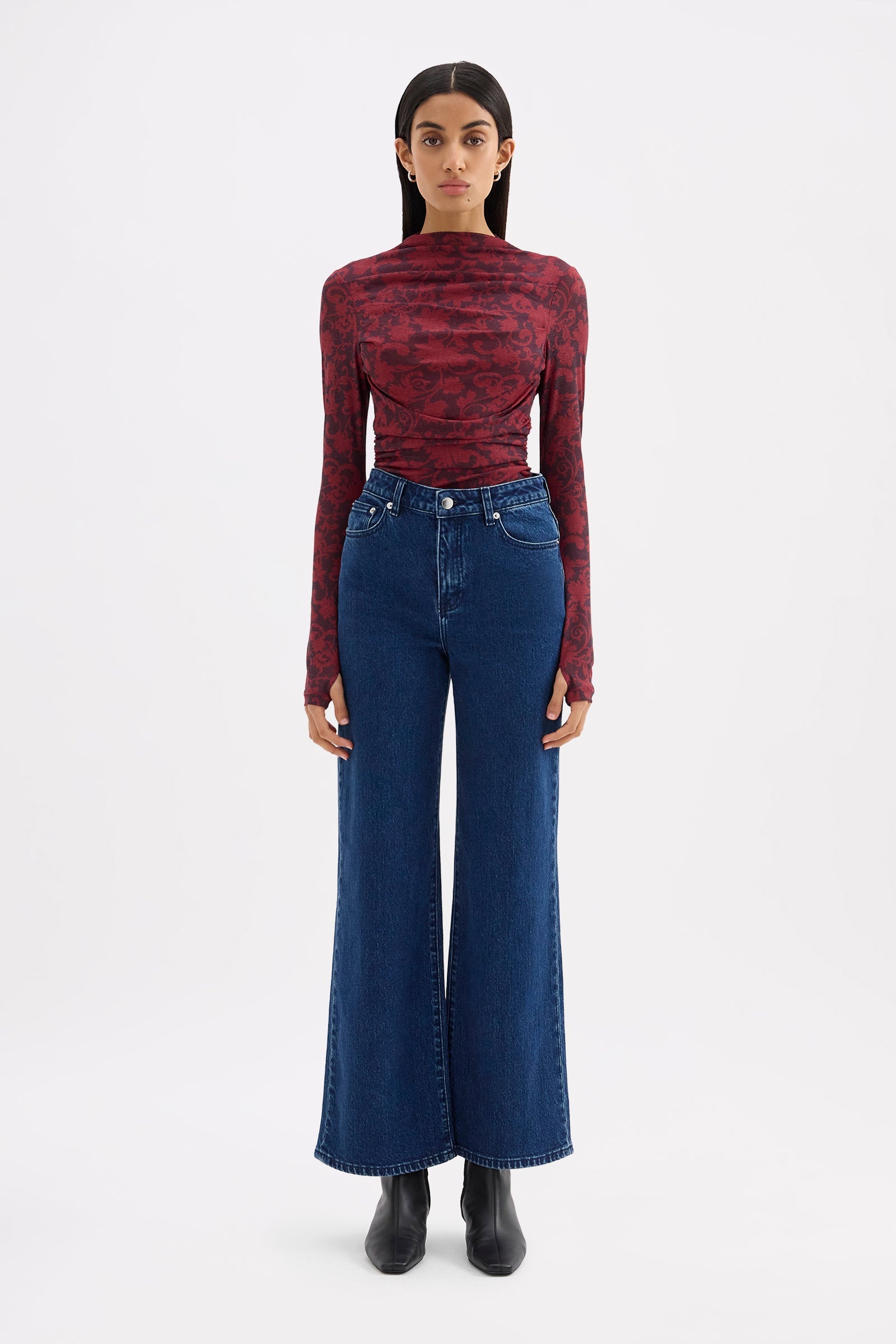 Stretch Wide Leg Jean Lake Blue