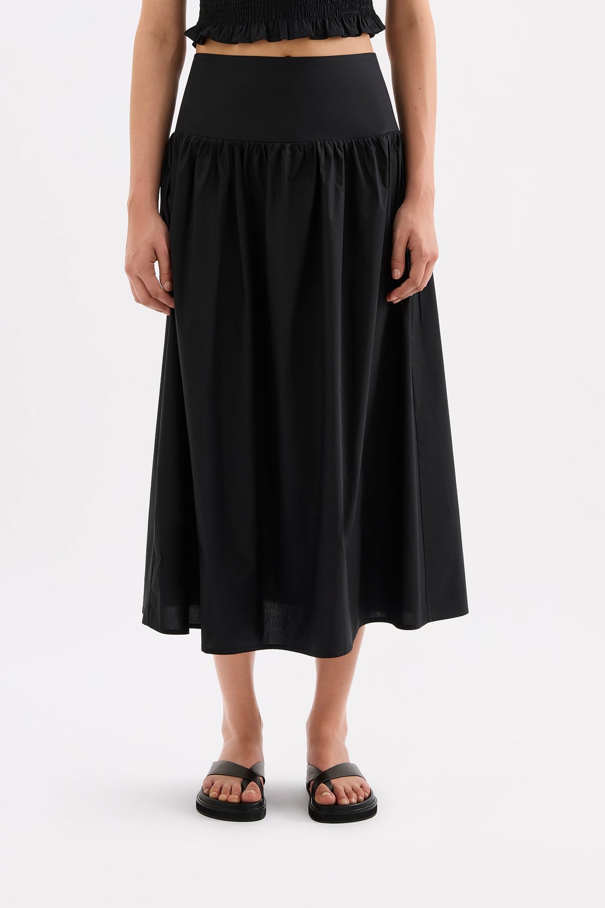 Greta Poplin Skirt Black