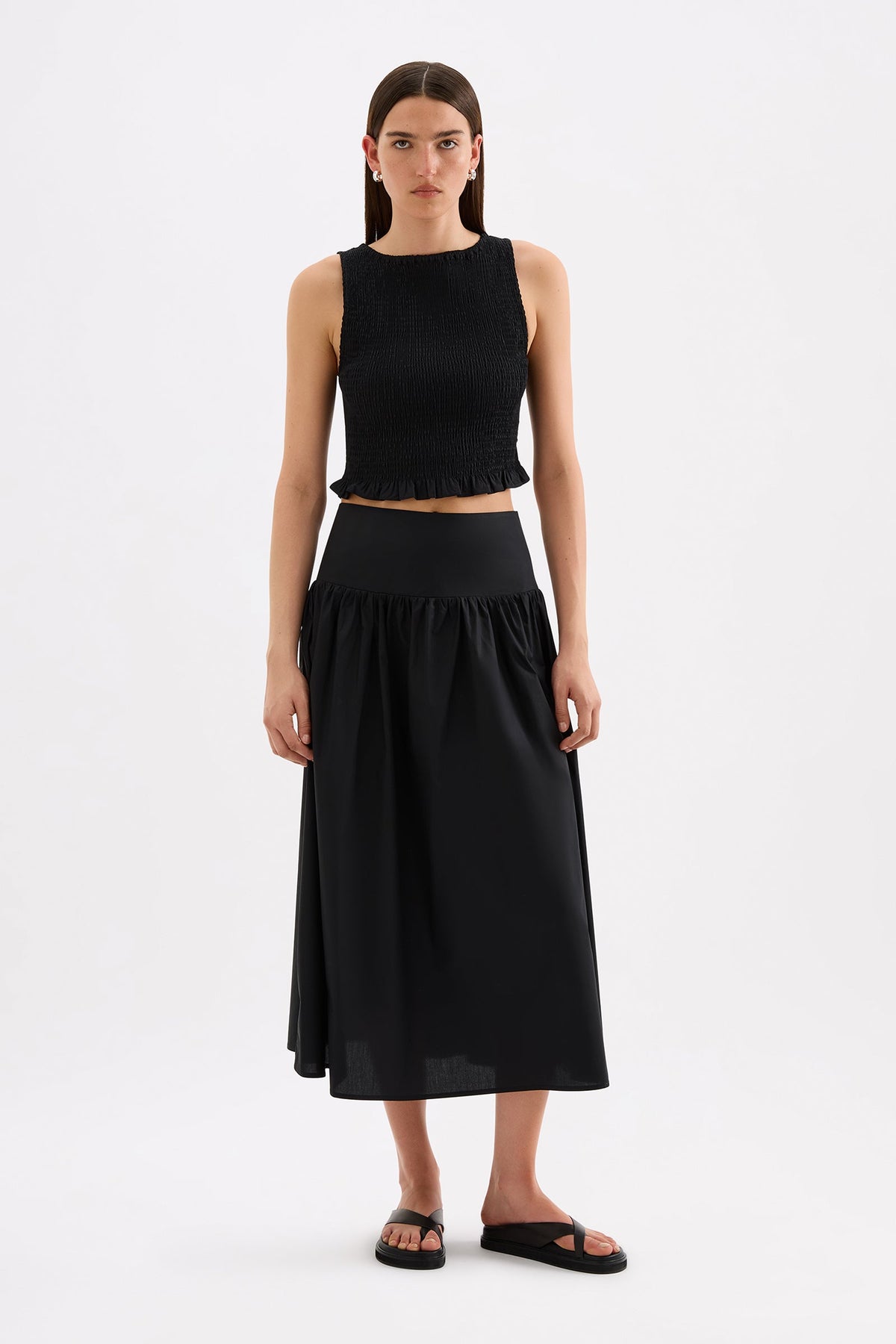 Greta Poplin Skirt Black