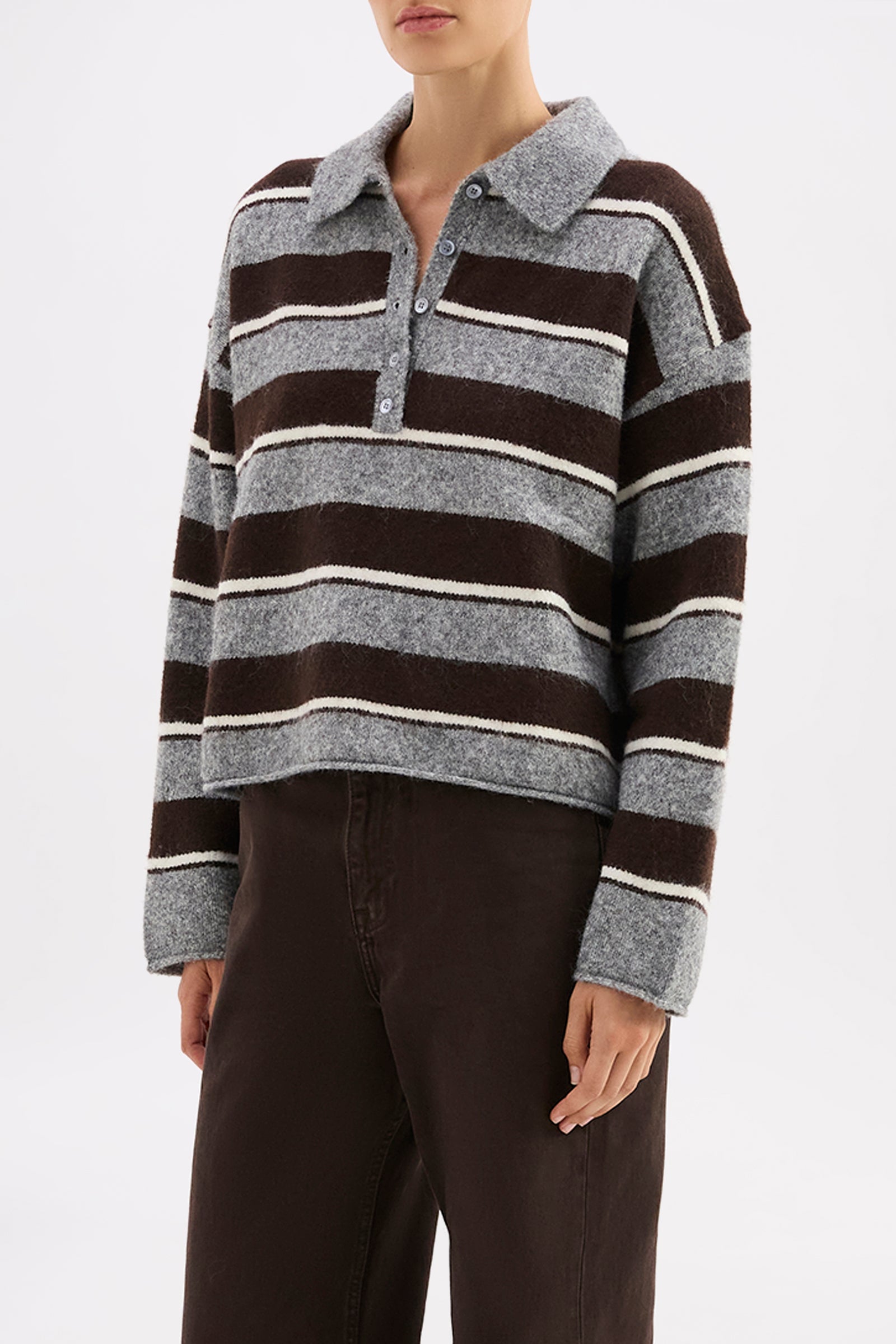 Maia Rugby Knit Charcoal Stripe