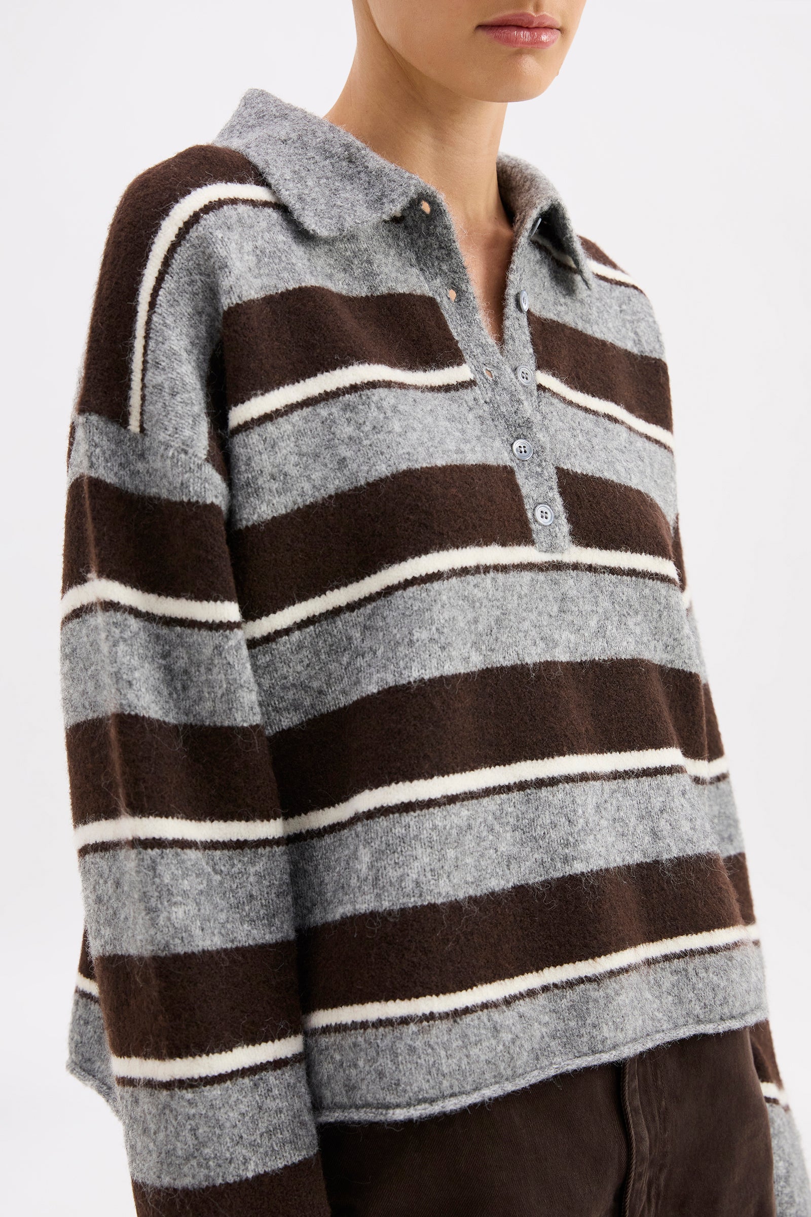 Maia Rugby Knit Charcoal Stripe