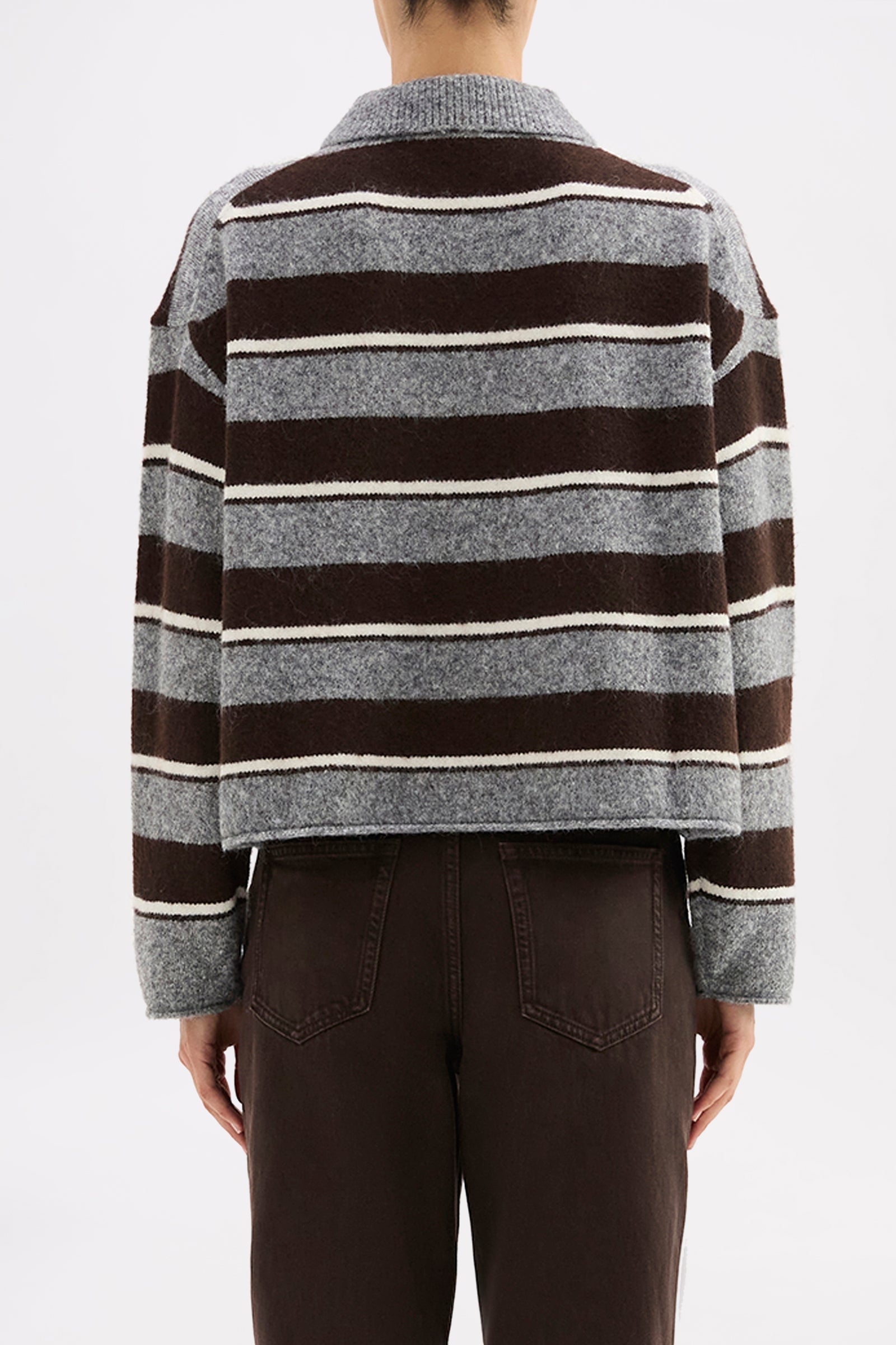 Maia Rugby Knit Charcoal Stripe