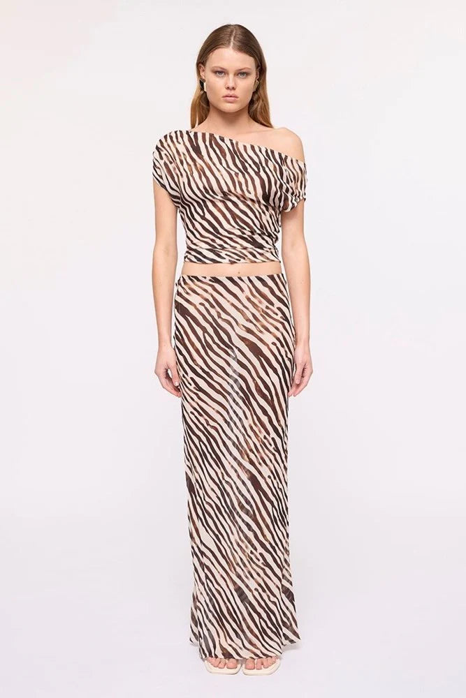 Gigi Zebra Bias Maxi Skirt
