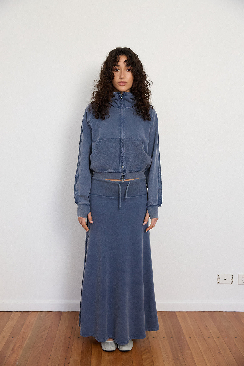 Track Skirt Sky Acid Wash