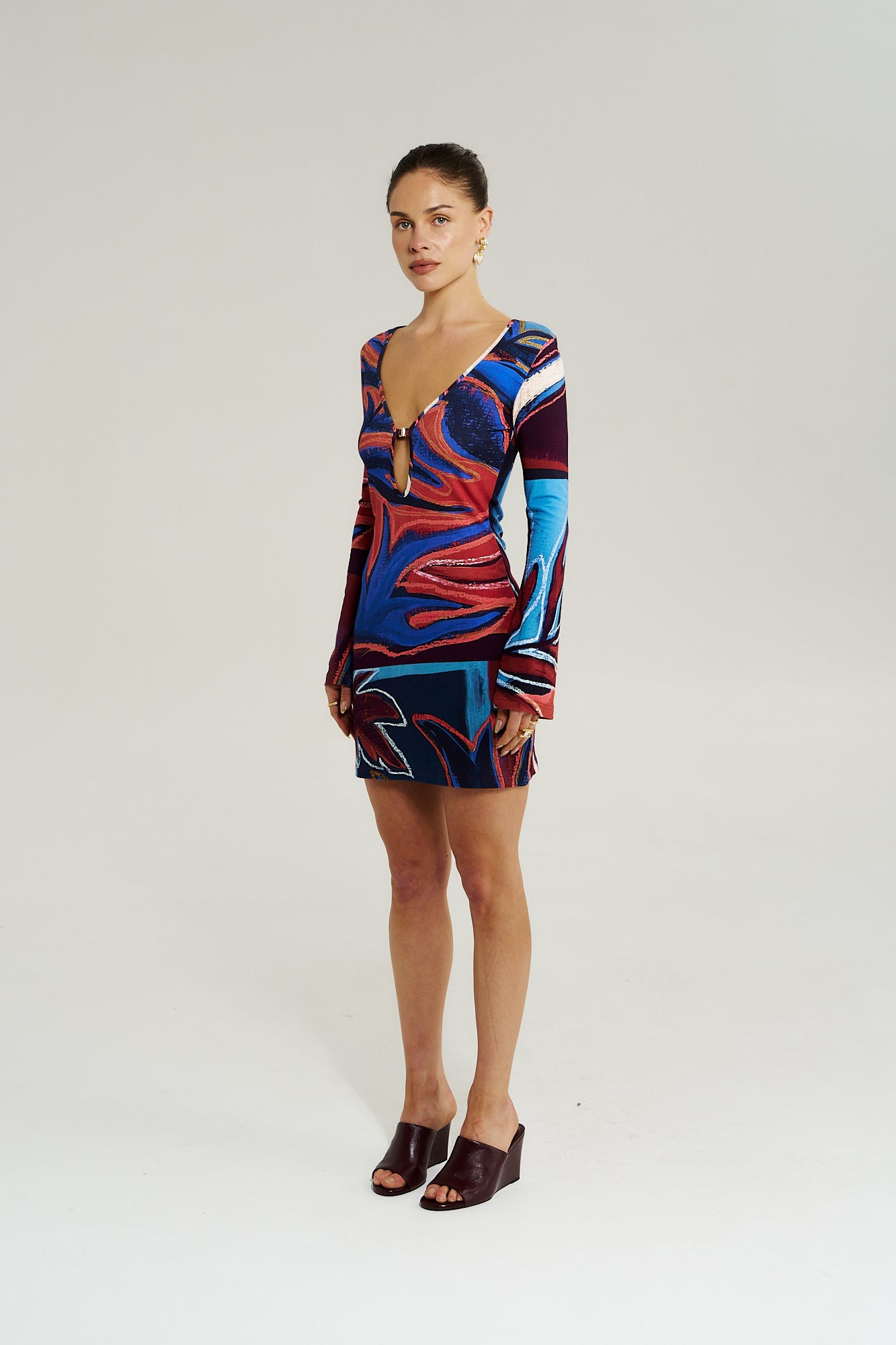 Amie LS Mini Dress Bordeaux