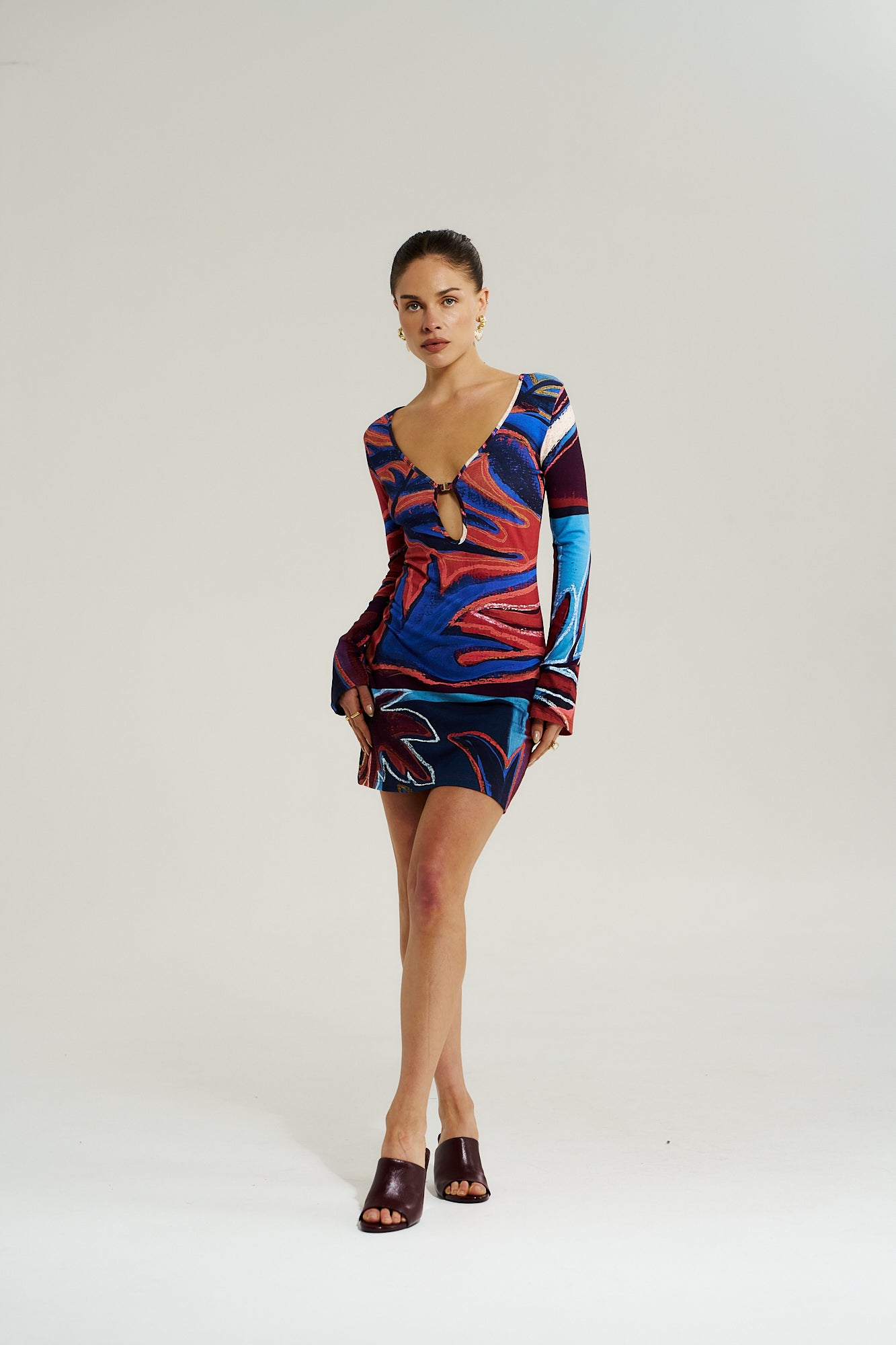 Amie LS Mini Dress Bordeaux