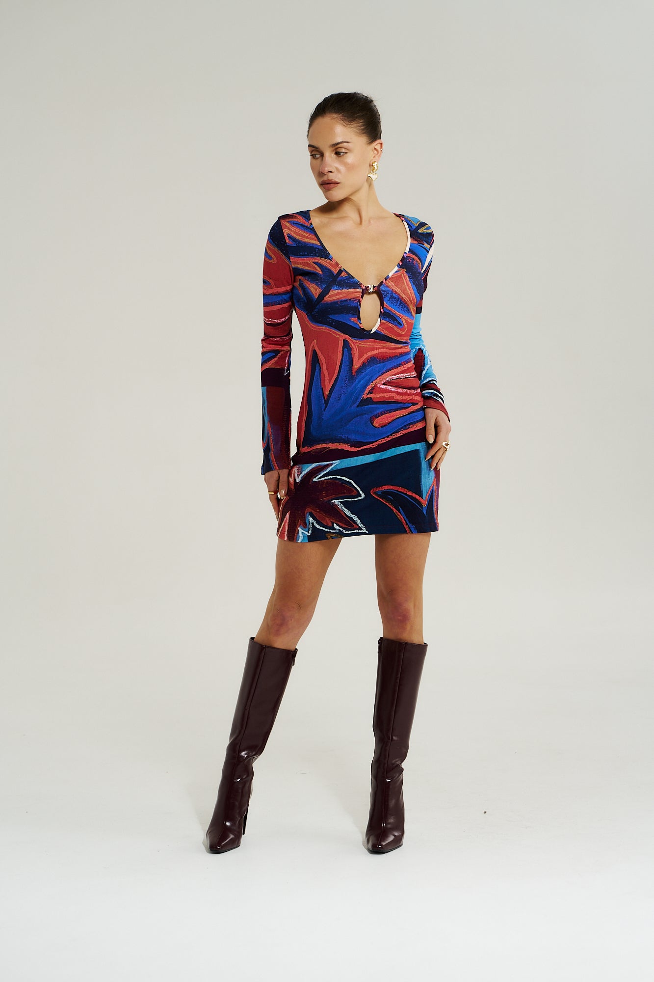 Amie LS Mini Dress Bordeaux