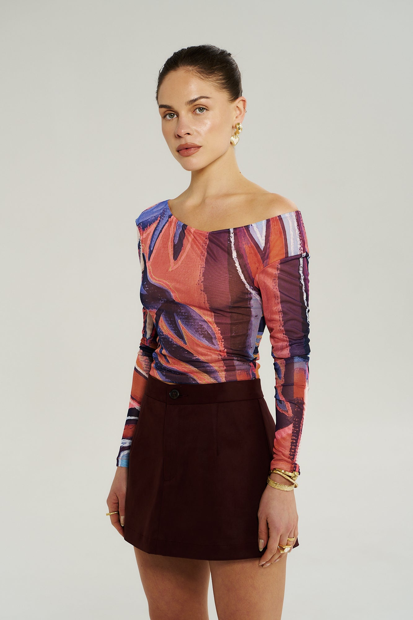 LS Off Shoulder Top Bordeaux