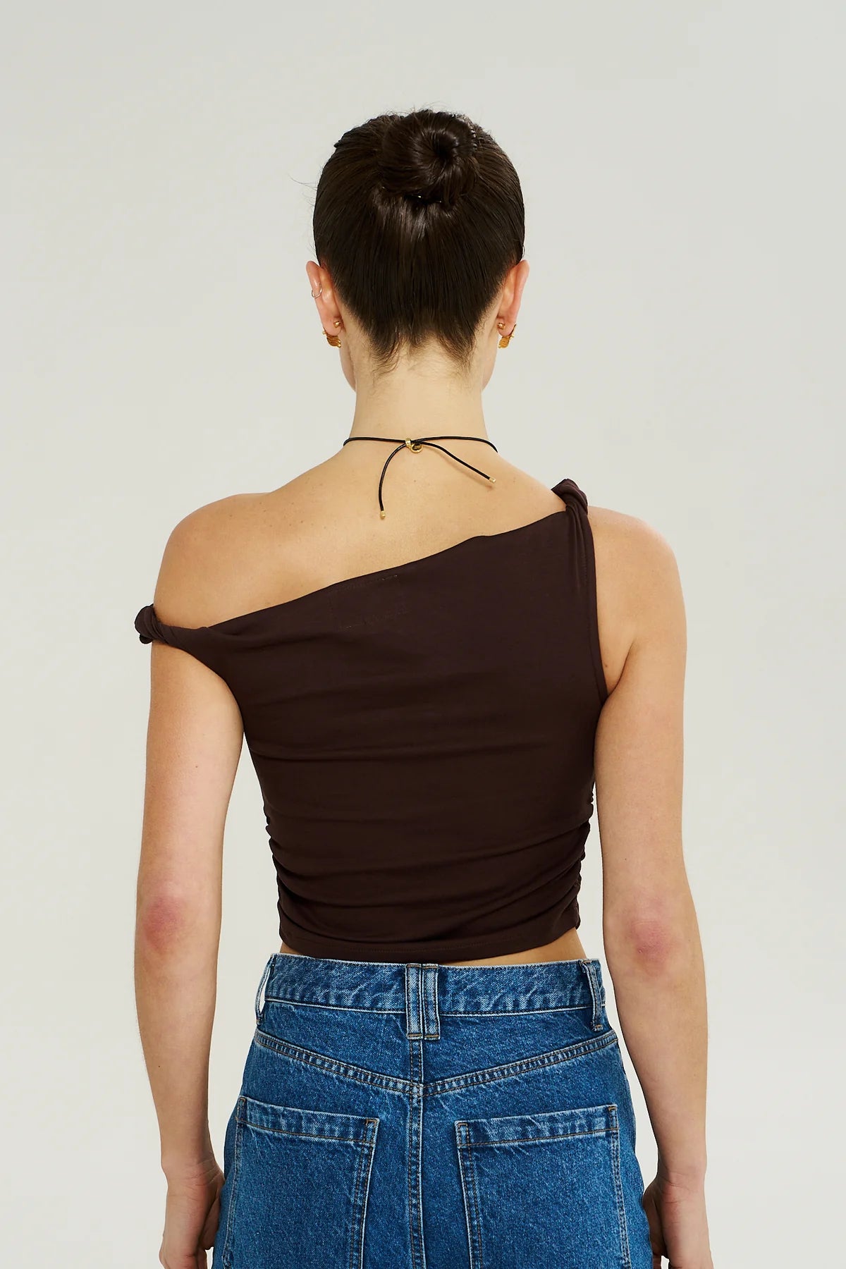 Off Shoulder Twist Top Chocolate