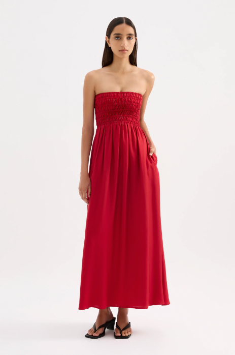 Zuri Tencel Maxi Dress Crimson