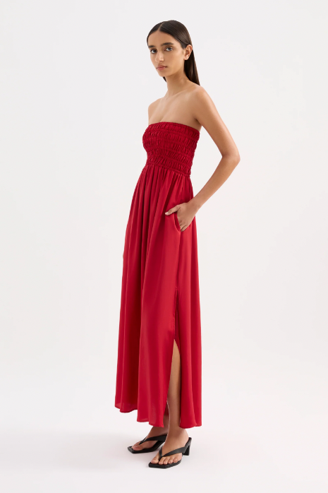 Zuri Tencel Maxi Dress Crimson