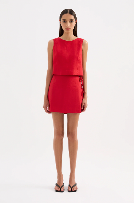 Marli Linen Top Vermillion