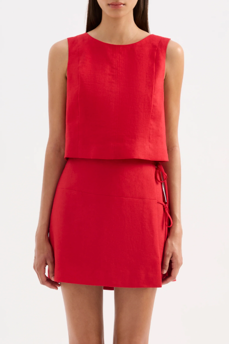 Marli Linen Top Vermillion