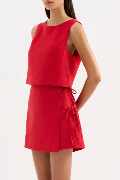 Marli Linen Top Vermillion