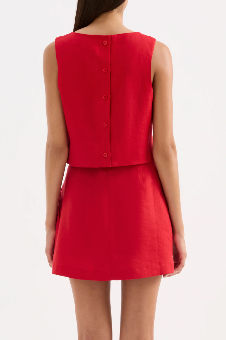 Marli Linen Top Vermillion