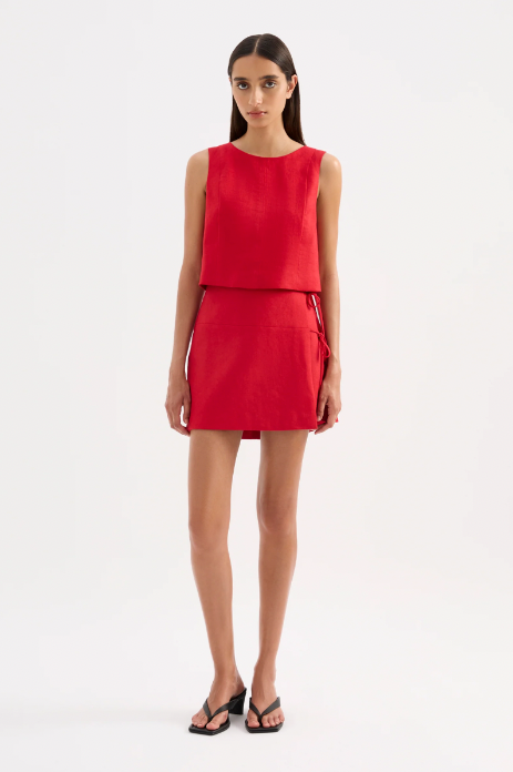 Lotta Linen Mini Skirt Vermillion