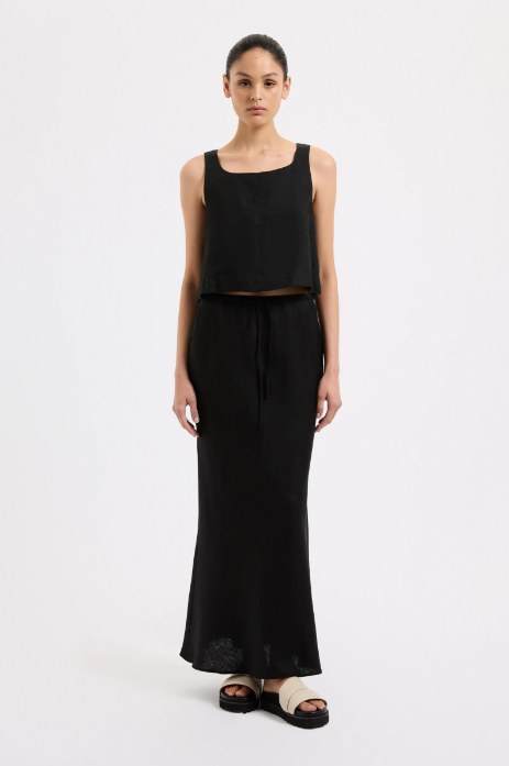 Amani Linen Skirt Black