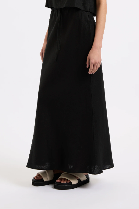 Amani Linen Skirt Black