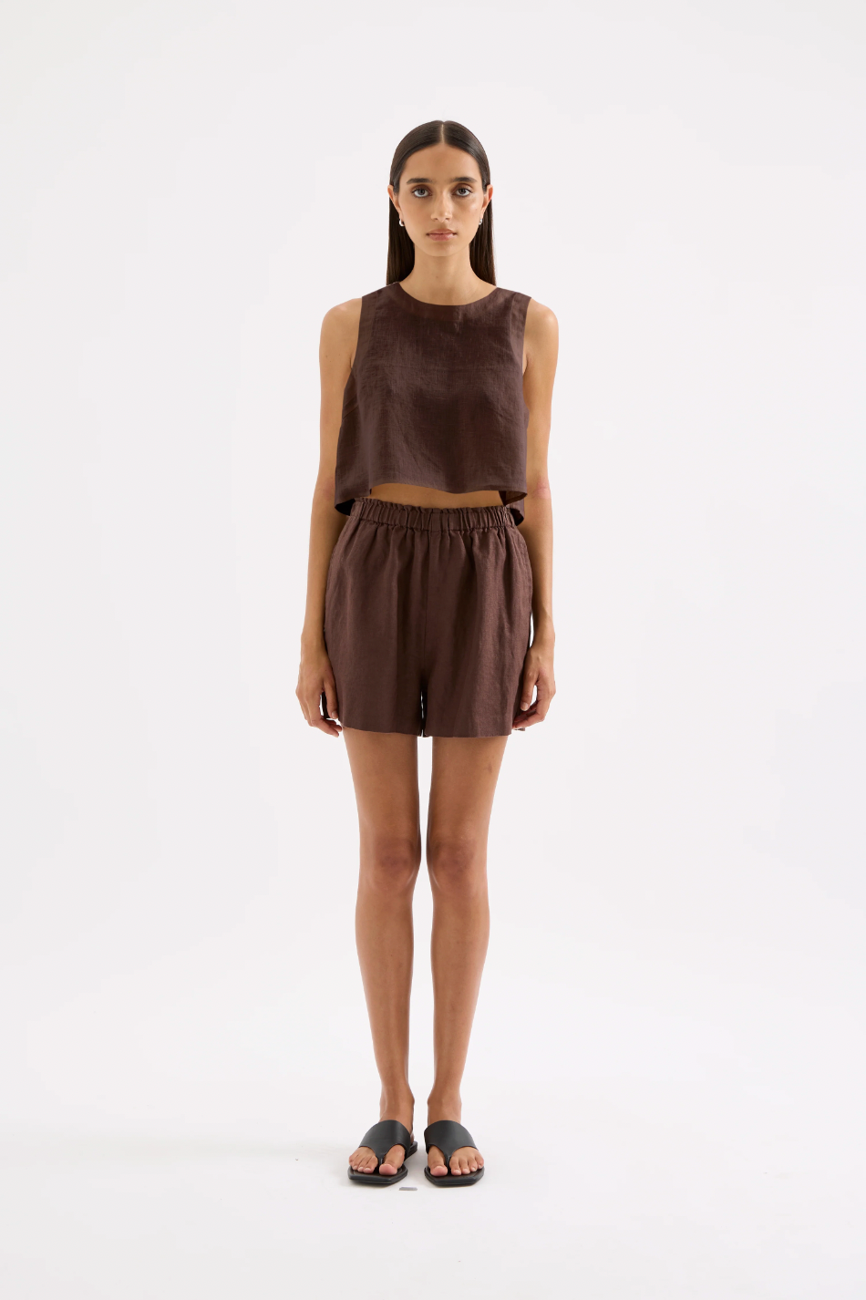 Sian Linen Top Chocolate
