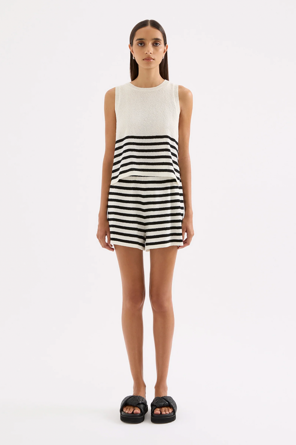 Marika Knit Tank Black Stripe