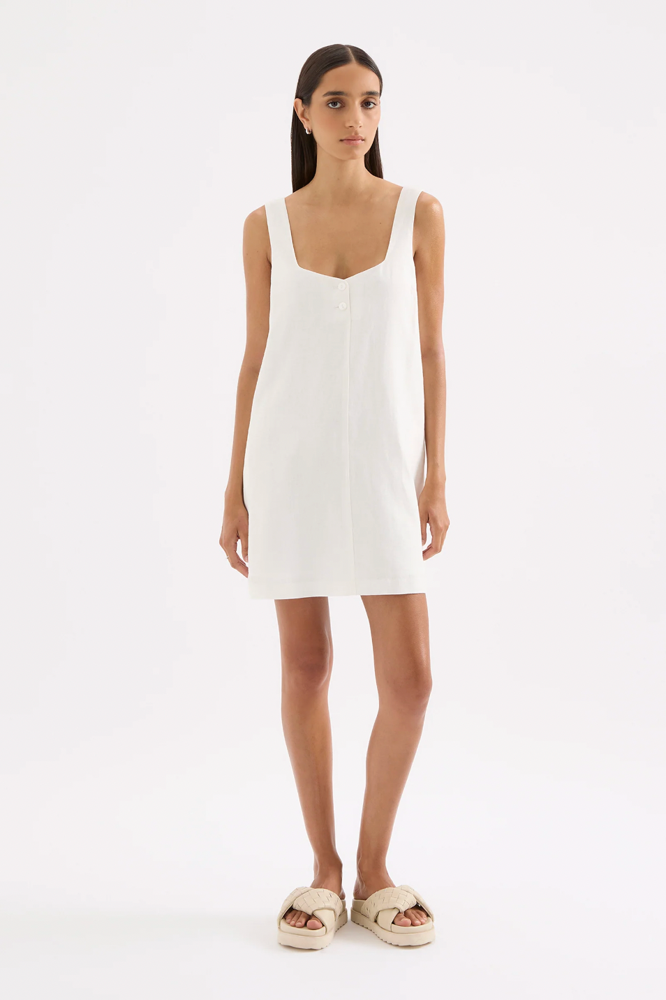 Zephyr Linen Mini Dress White