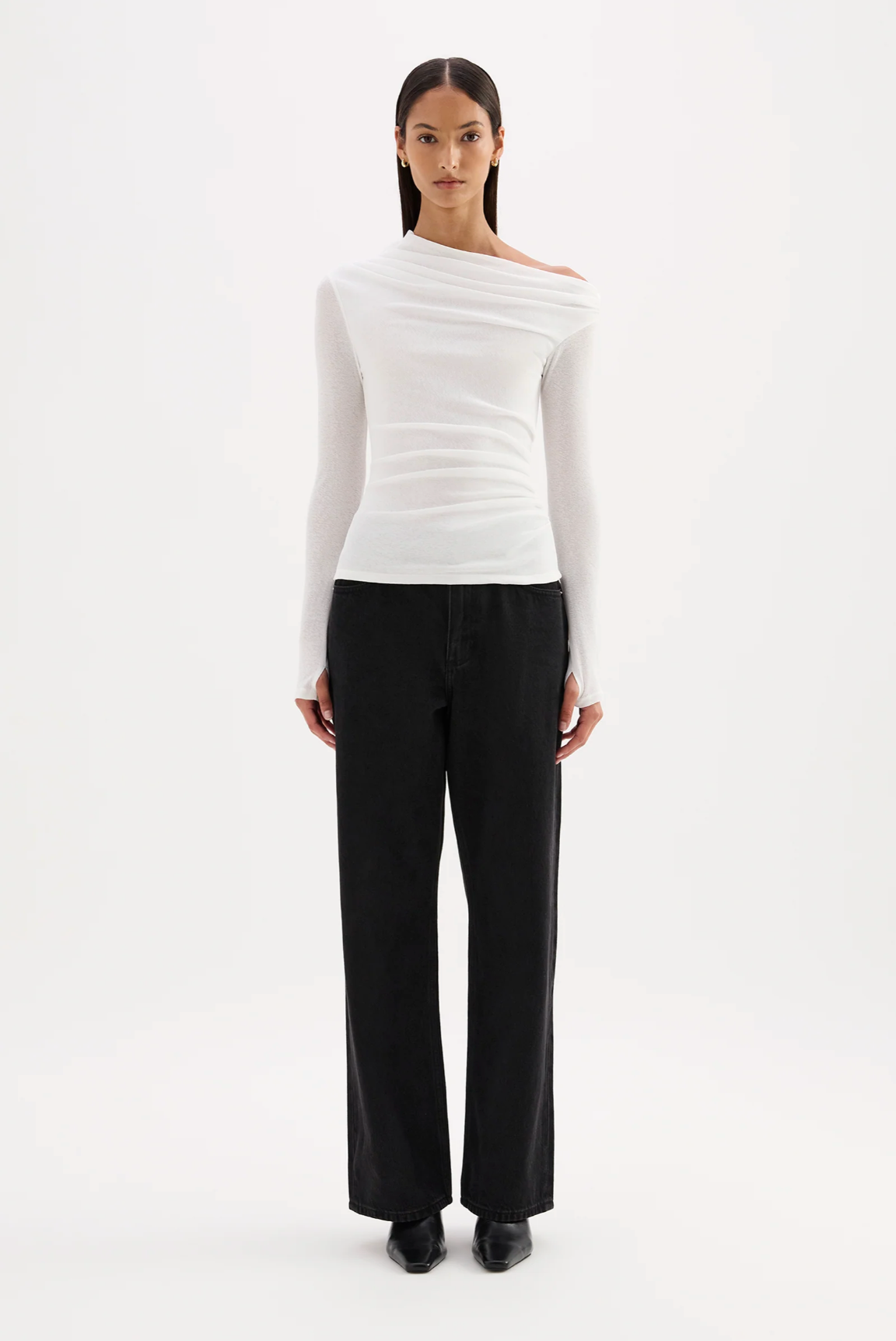 Rue Mesh LS Top White