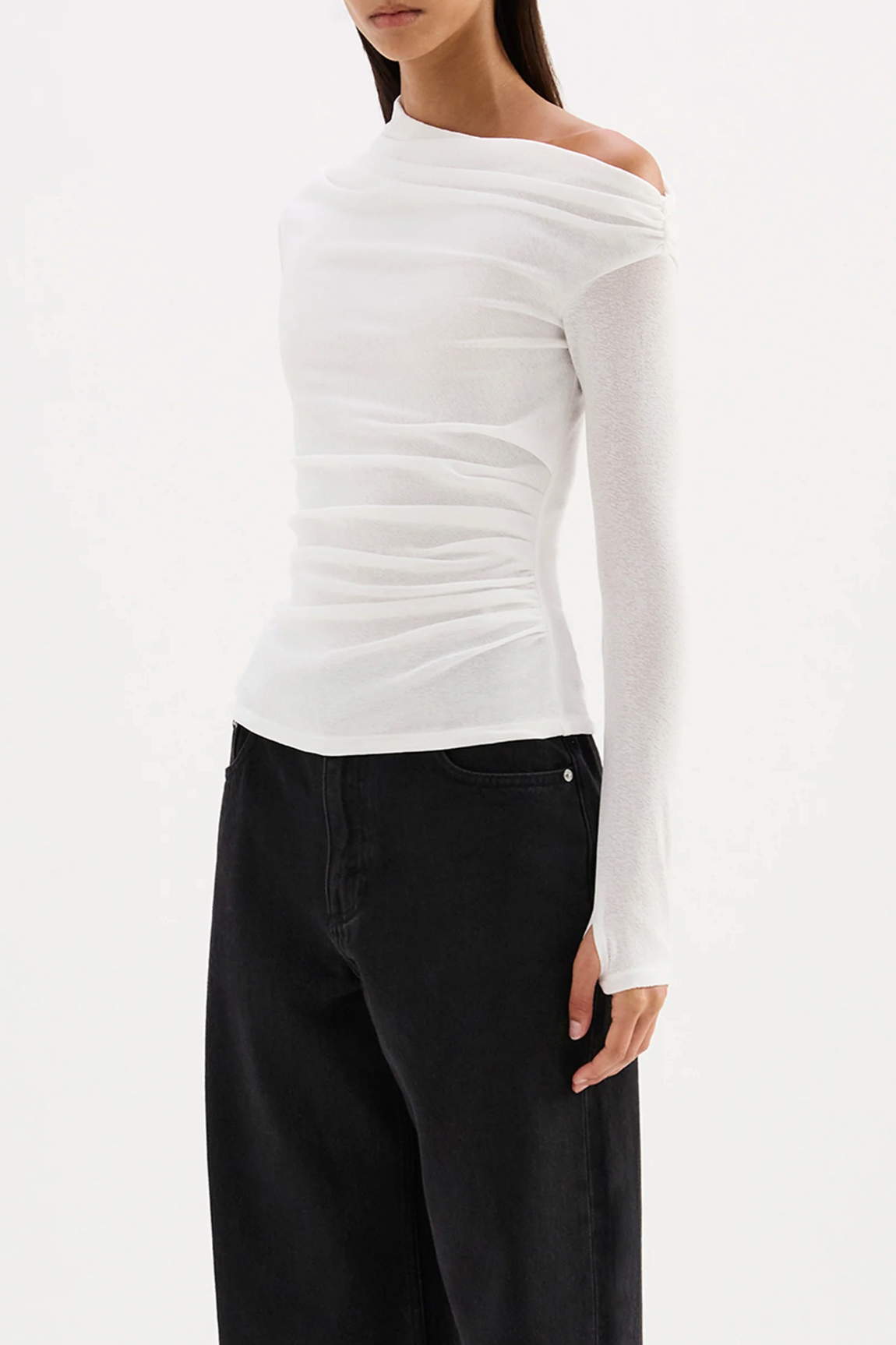 Rue Mesh LS Top White