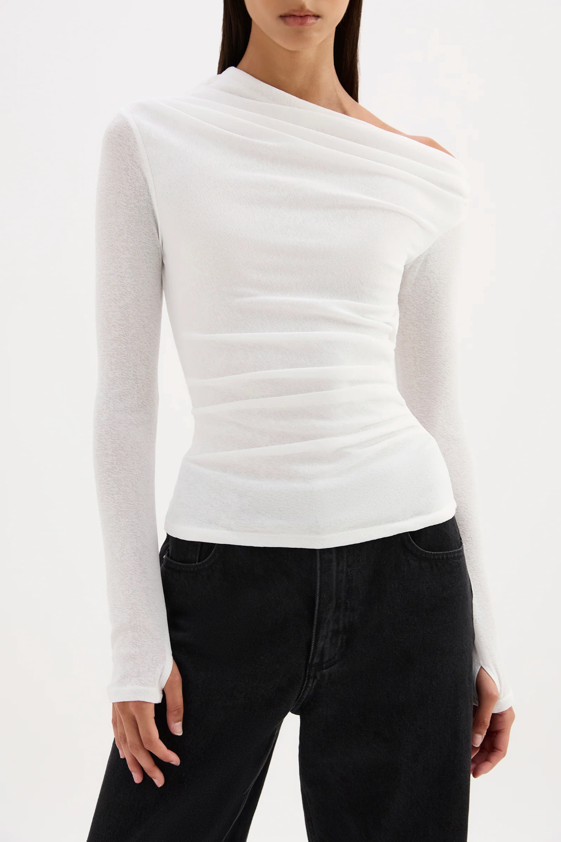 Rue Mesh LS Top White