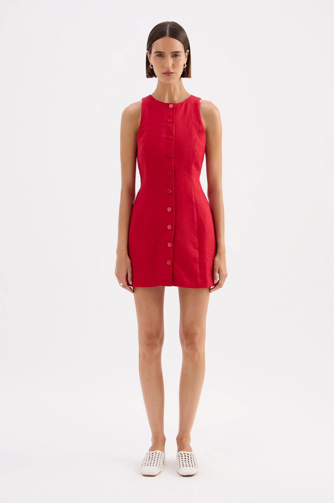 Mazi Linen Mini Dress Cherry