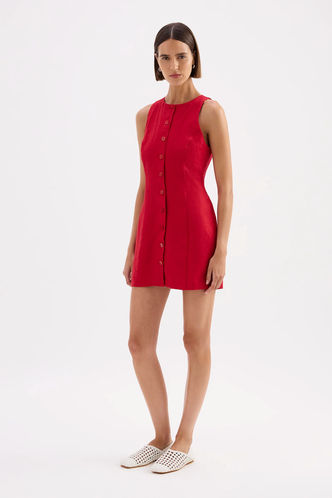 Mazi Linen Mini Dress Cherry
