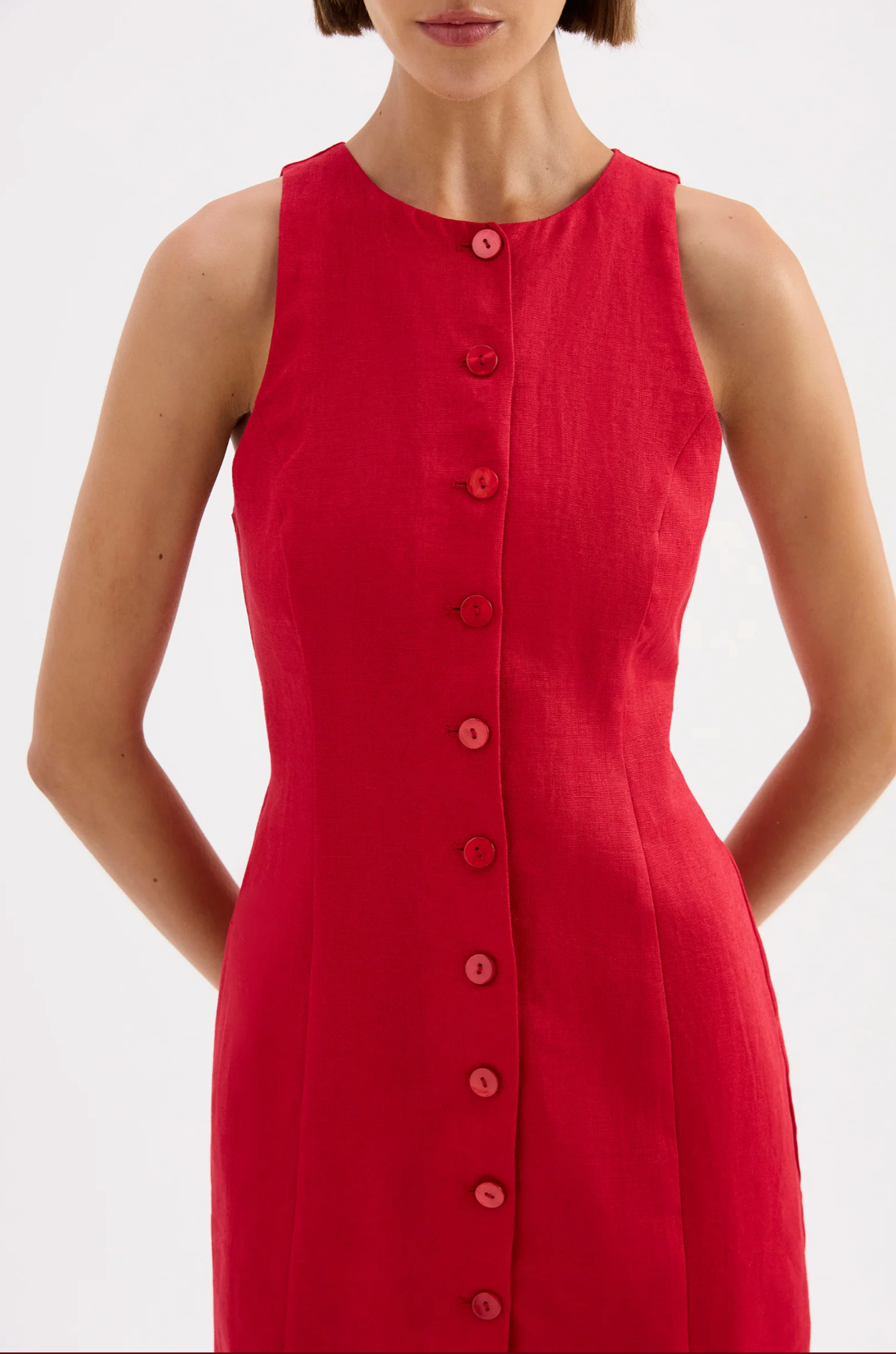 Mazi Linen Mini Dress Cherry